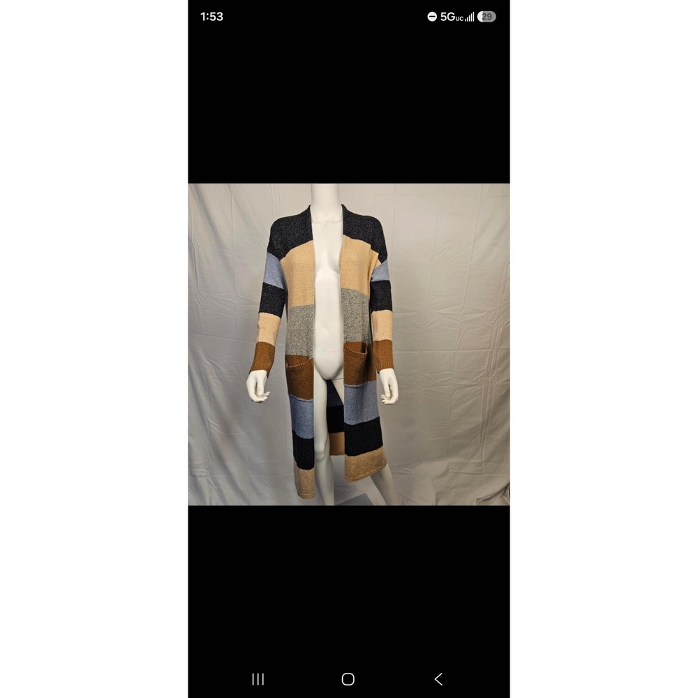 Fashion Nova Current Warmth Colorblock Cardigan Sweater Multi Stripe Small NWT